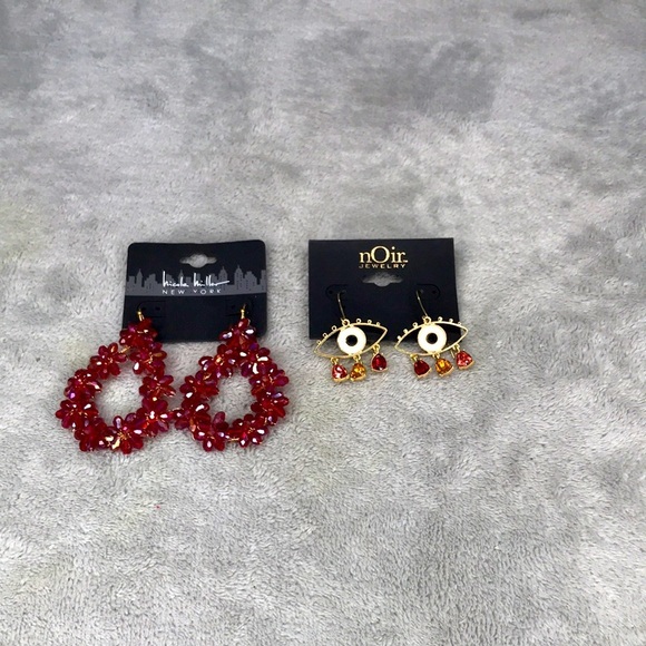 Nicole Miller and Noir Shimmer Dangle Earrings New - Picture 1 of 6